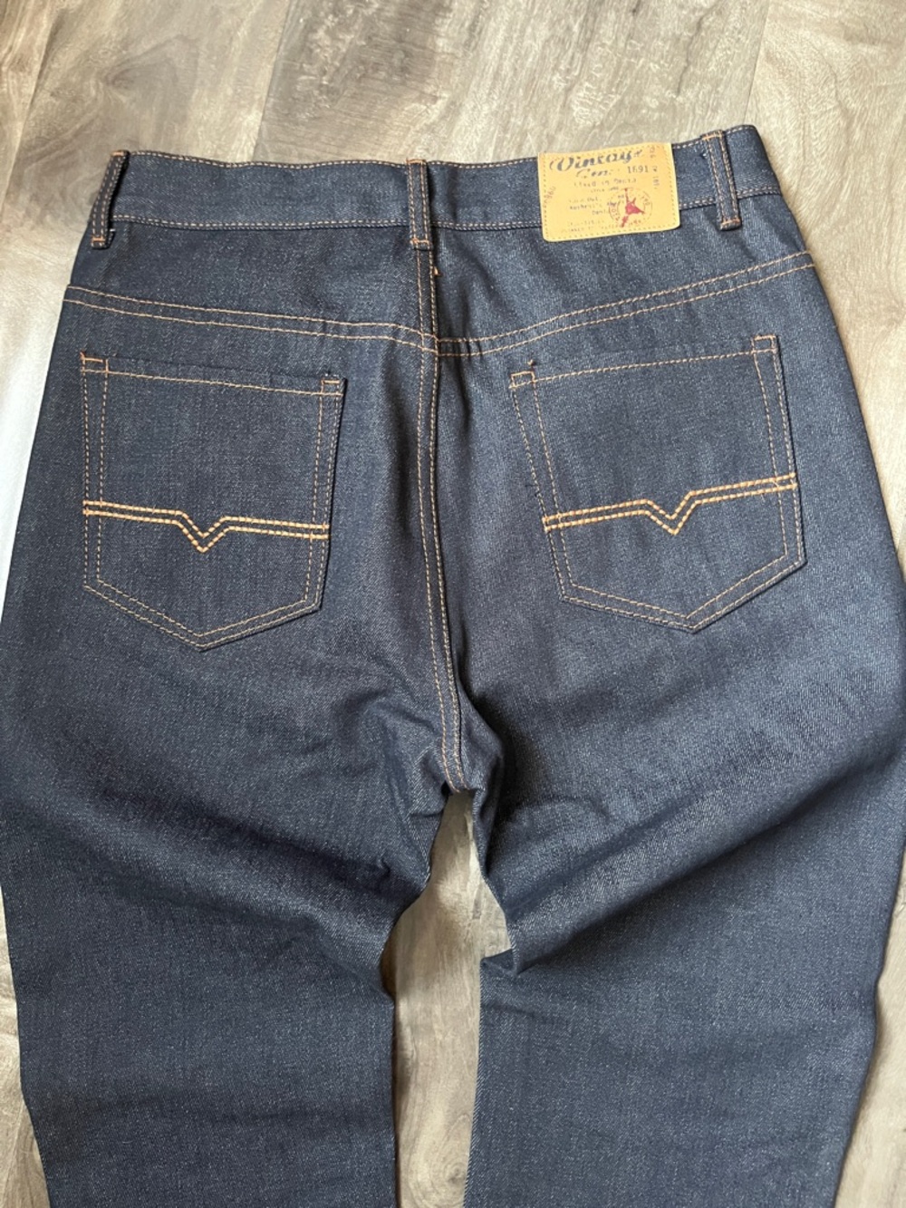 Vintage Genes 1981 slim Men's Dark Indigo Jeans with Contrast Stitching